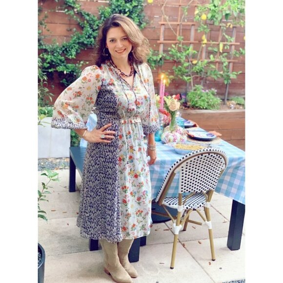 💕CURRENT AIR💕 Floral Combo Mixed Print Shine Midi Dress ~ Medium M NWT - Picture 8 of 16